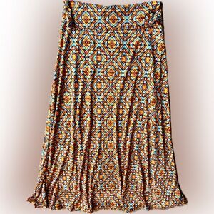LuLaRoe Multicolor Geometric Pattern Women's Maxi Skirt